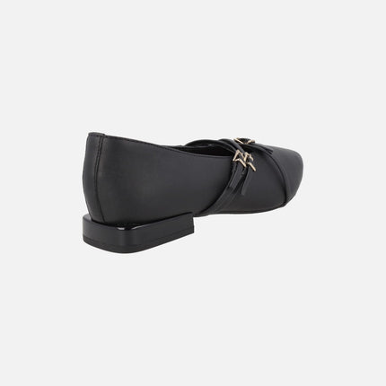 Bailarinas de piel con tiras y hebillas Hokah