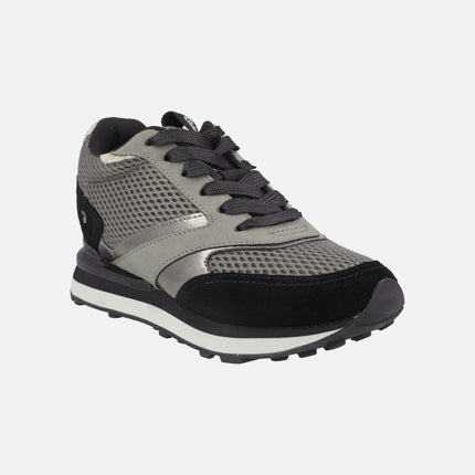 Keewatin Sneakers in Leather and Grid Combined