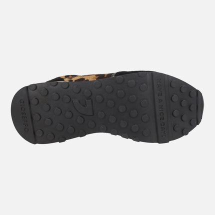 Zapatillas deportivas combinadas en negro y leopardo Chesaning