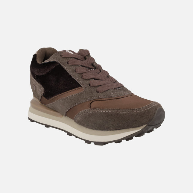 Zapatillas deportivas con cuña interior en combinado marrón Landfall