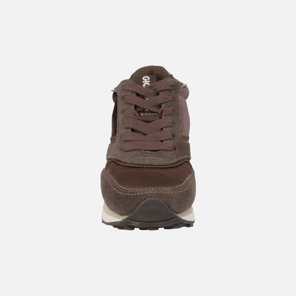 Zapatillas deportivas con cuña interior en combinado marrón Landfall