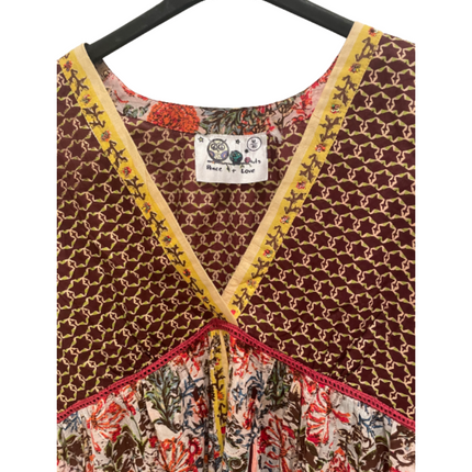 Printed blouse with embroidery and beads