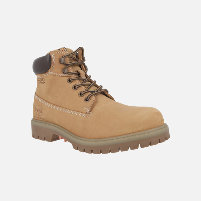 Botas de cordones para hombre en piel nobuck amarilla