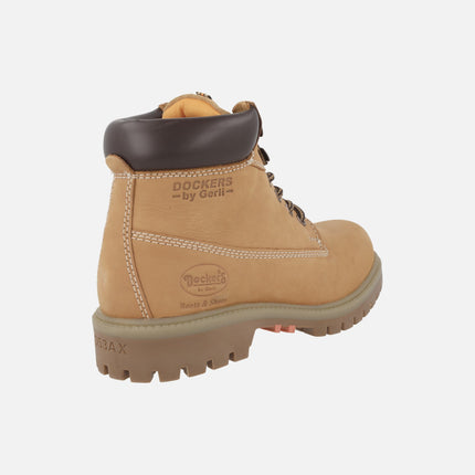 Botas de cordones para hombre en piel nobuck amarilla