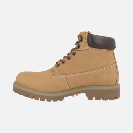 Botas de cordones para hombre en piel nobuck amarilla