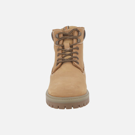 Botas de cordones para hombre en piel nobuck amarilla