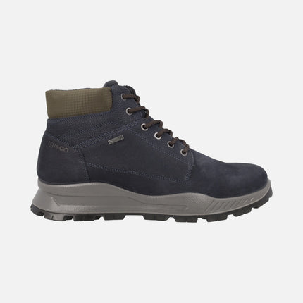 Botas de cordones en nobuck azul marino con membrana Goretex