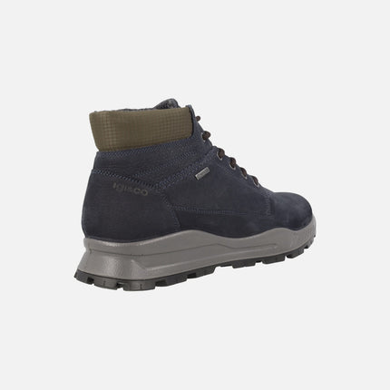 Botas de cordones en nobuck azul marino con membrana Goretex