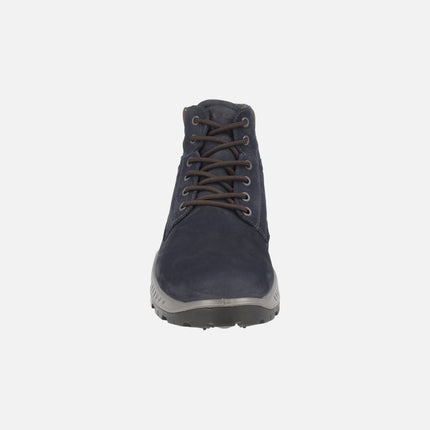 Botas de cordones en nobuck azul marino con membrana Goretex