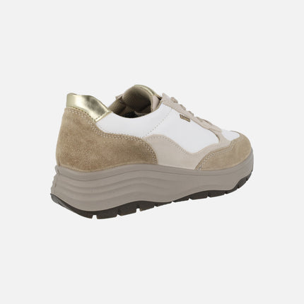 Zapatos deportivos con Gore tex en combinado blanco y beige