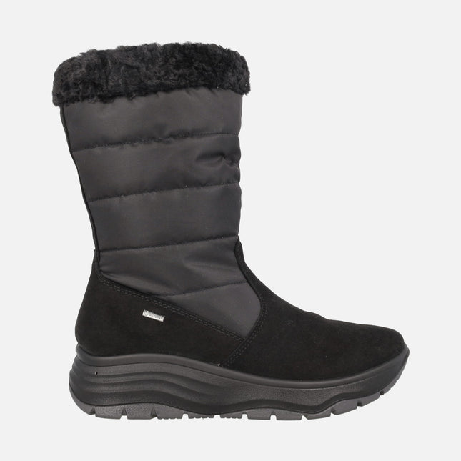 Botas negras de tejido y serraje con membrana Gore tex