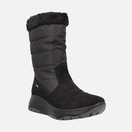 Botas negras de tejido y serraje con membrana Gore tex