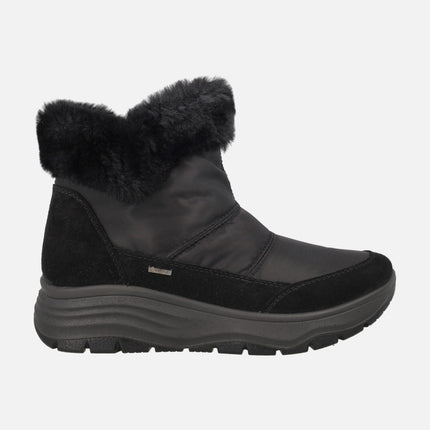 Botines negros GORE TEX en piel y tejido con vuelta de pelo