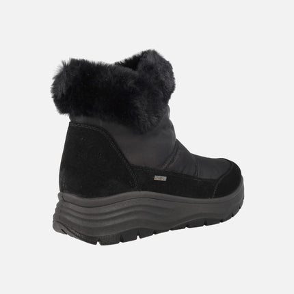 Botines negros GORE TEX en piel y tejido con vuelta de pelo