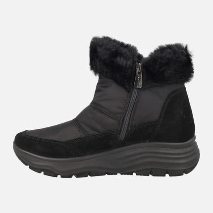 Botines negros GORE TEX en piel y tejido con vuelta de pelo