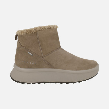 Botines para mujer en serraje taupe con membrana Gore tex