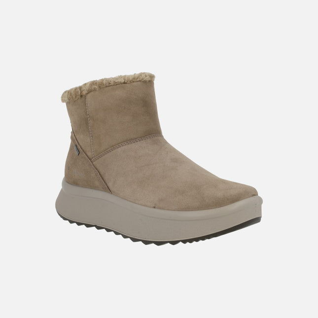 Botines para mujer en serraje taupe con membrana Gore tex