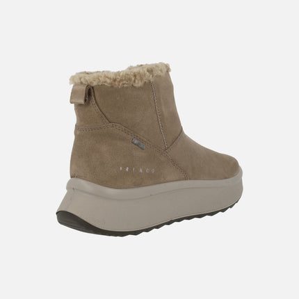 Botines para mujer en serraje taupe con membrana Gore tex