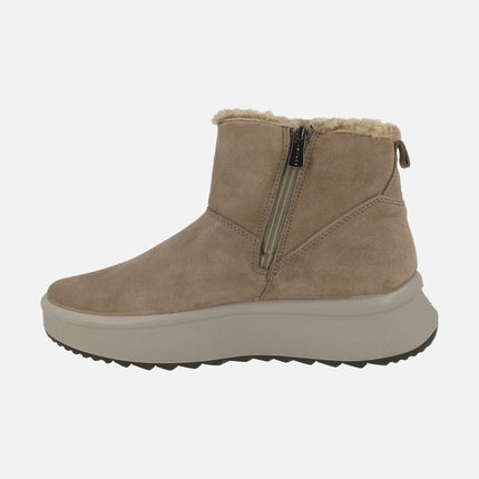 Botines para mujer en serraje taupe con membrana Gore tex
