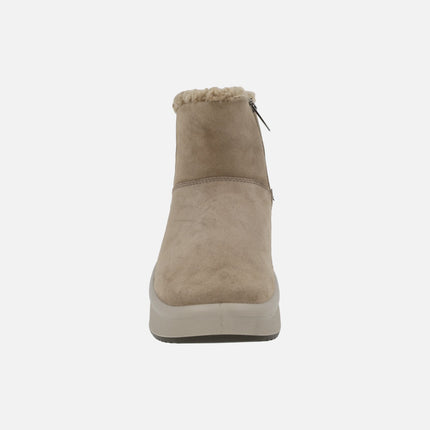 Botines para mujer en serraje taupe con membrana Gore tex