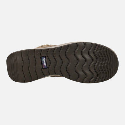 Botines para mujer en serraje taupe con membrana Gore tex