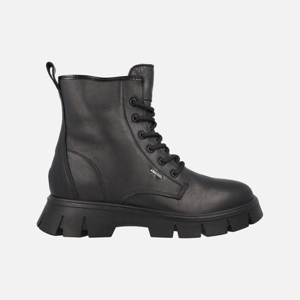 Botines negros de piel con cordones y membrana Gore tex