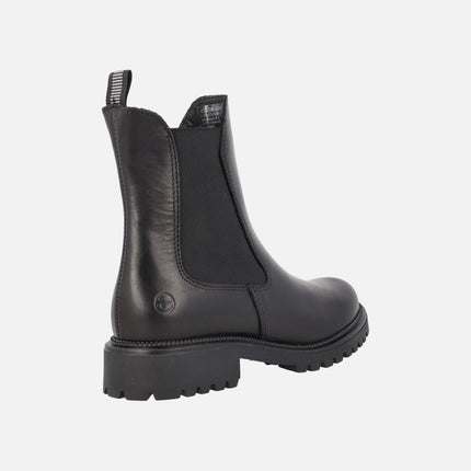 Botines negros de piel estilo Chelsea con forro de pelo