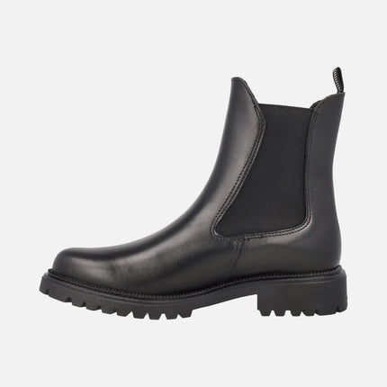 Botines negros de piel estilo Chelsea con forro de pelo