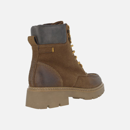 Botines de piel con cordones y forro de pelo