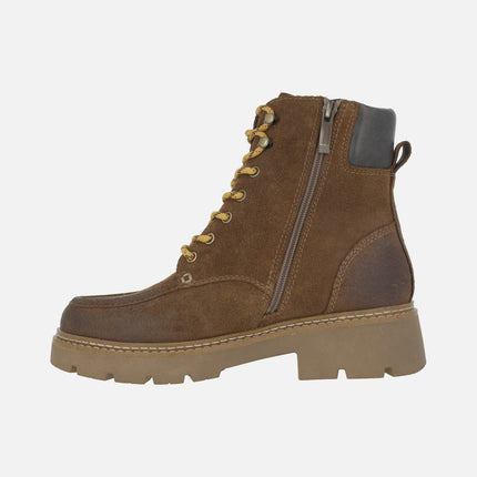 Botines de piel con cordones y forro de pelo