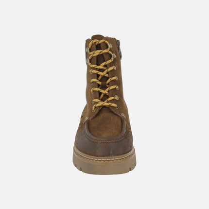 Botines de piel con cordones y forro de pelo