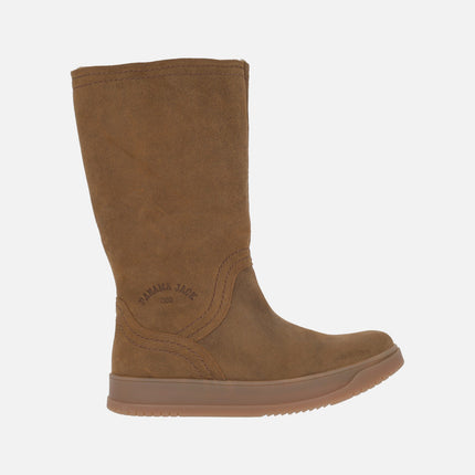 Botas altas Gisell en serraje cuero Waterproof con foro de pelo