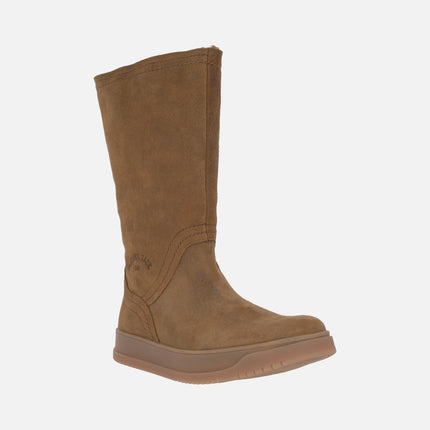 Botas altas Gisell en serraje cuero Waterproof con foro de pelo