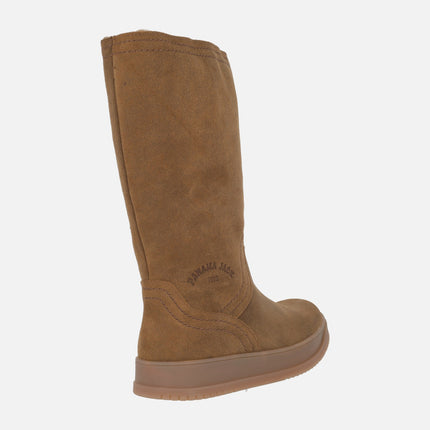 Botas altas Gisell en serraje cuero Waterproof con foro de pelo