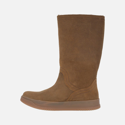 Botas altas Gisell en serraje cuero Waterproof con foro de pelo