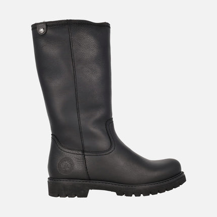 Botas altas Bambina B60 en piel negra con forro de pelo