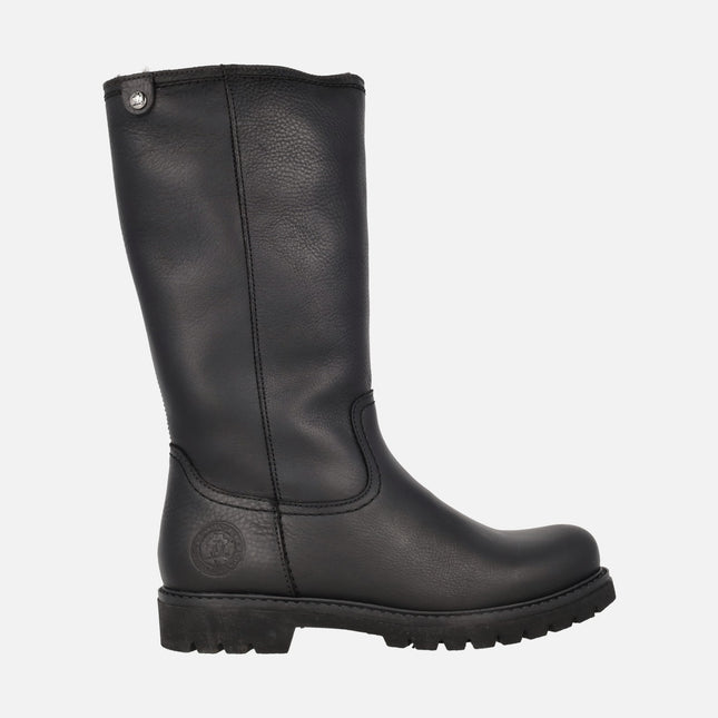 Botas altas Bambina B60 en piel negra con forro de pelo