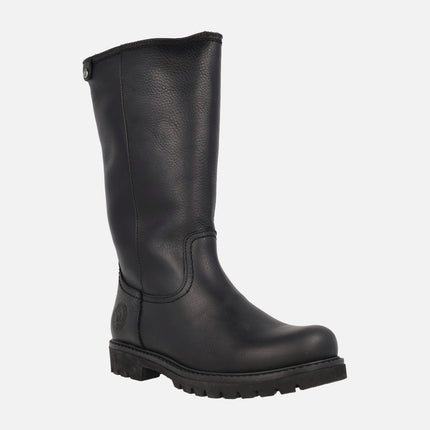 Botas altas Bambina B60 en piel negra con forro de pelo