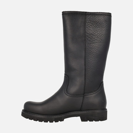 Botas altas Bambina B60 en piel negra con forro de pelo