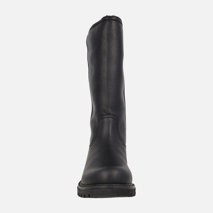 Botas altas Bambina B60 en piel negra con forro de pelo