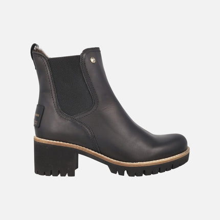 Botines chelsea de tacón con forro de pelo Pia trav B1 negro