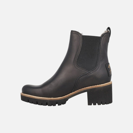 Botines chelsea de tacón con forro de pelo Pia trav B1 negro
