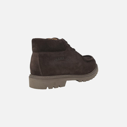 Botines de serraje marrón con cordones para hombre Beker C2