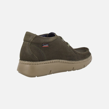 Botines bajos para hombre en piel nobuck con cierre de cordones