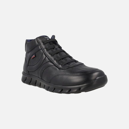 Botines de piel estilo deportivo para hombre con cordones elásticos