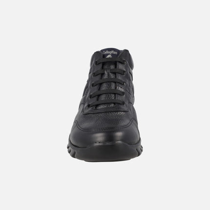 Botines de piel estilo deportivo para hombre con cordones elásticos