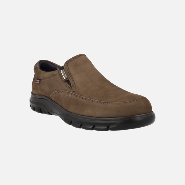 Zapatos mocasines con elásticos en nobuck marrón con membrana Water adapt