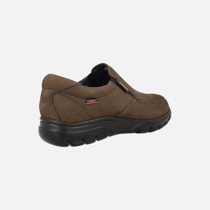 Zapatos mocasines con elásticos en nobuck marrón con membrana Water adapt