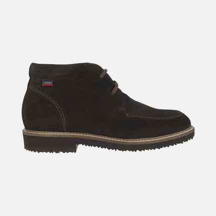 Men's ankle boots in brown suede with lace closure