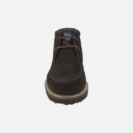 Men's ankle boots in brown suede with lace closure